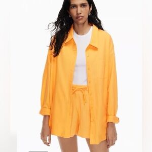 Wilfred Free Aritzia Cotton Gauzy Yellow Button Down Shirt and Shorts Set Medium
